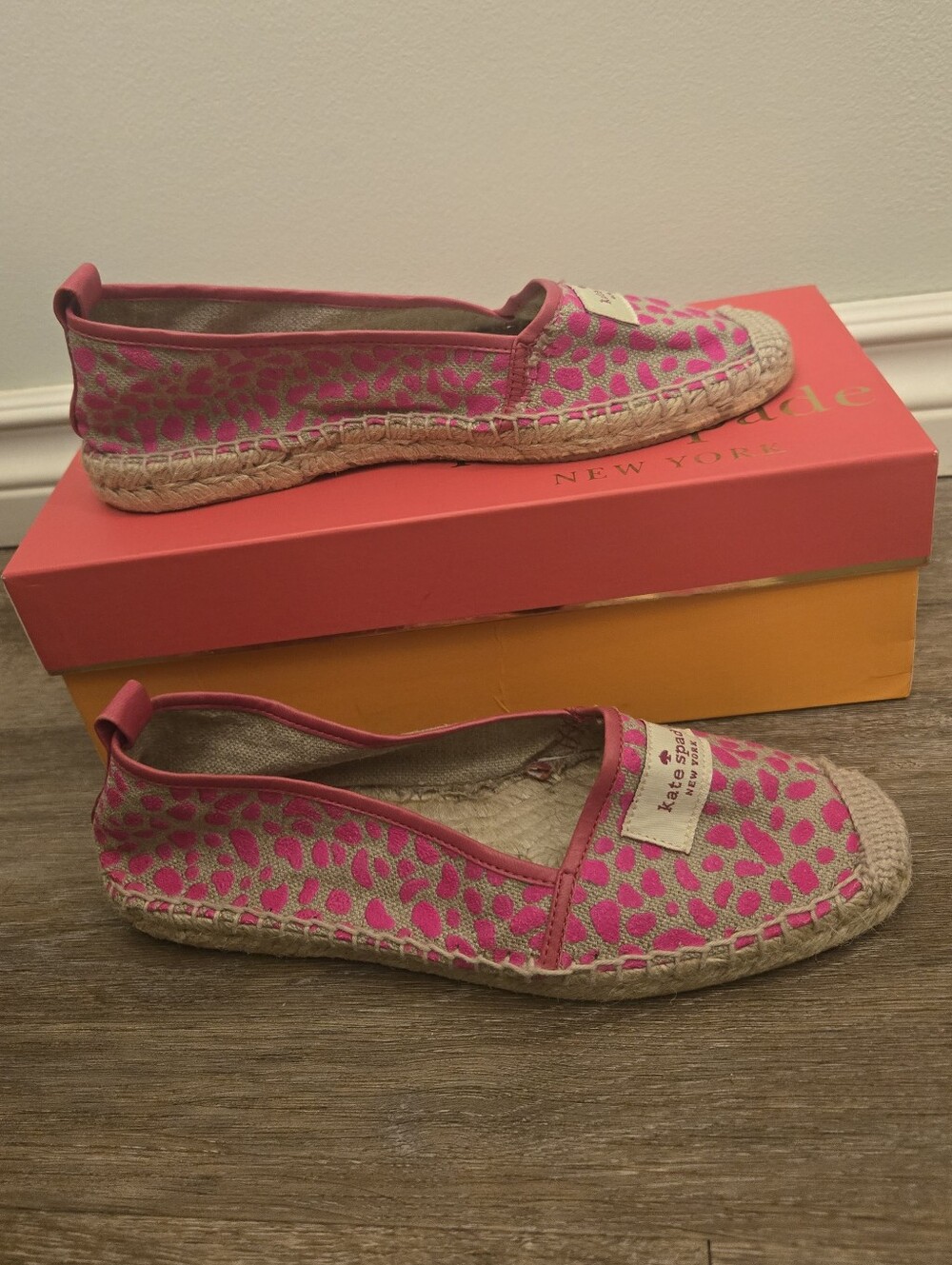 Kate Spade Lara Espadrilles Pink & Tan Size 7